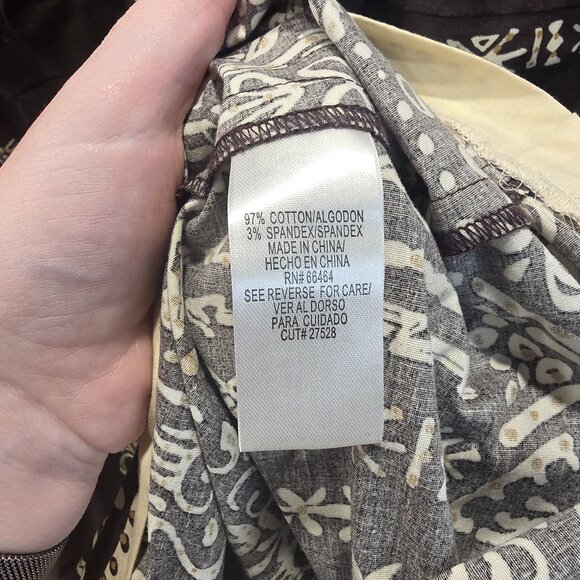 Sandra Darren Dress Size 16 Brown With White Pattern Zip Y2K - Picture 4 of 9